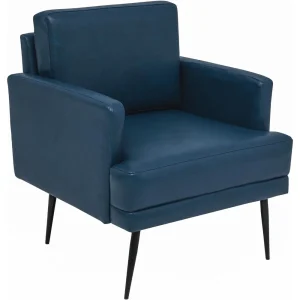 Accent Chair,Modern Upholstered Armchair with Back and Arms,Reading Accent Chairs for Living Room,PU Leather in Navy